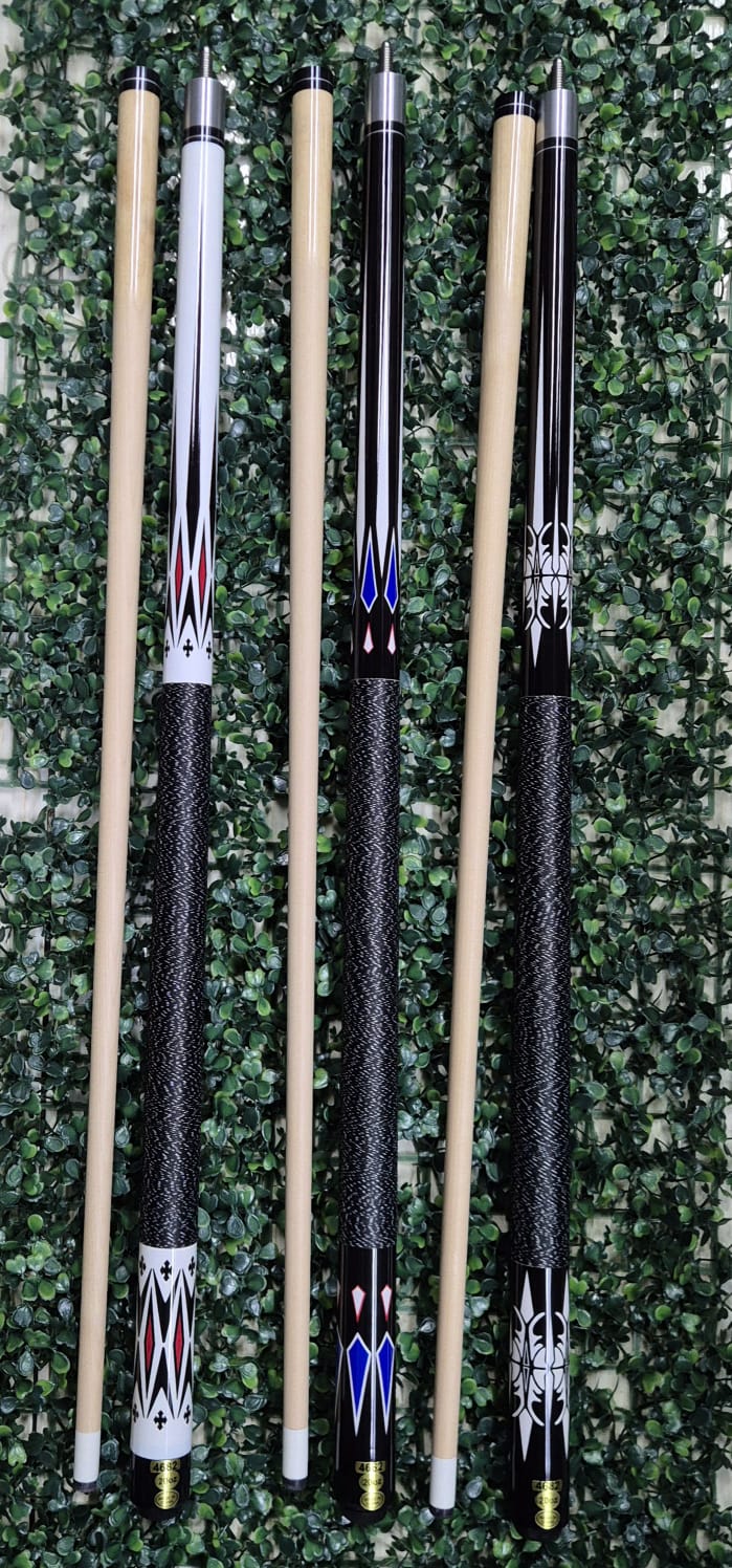 Vista 2 de Combo Taco Billar Estuche Guante Y TIzas - COLOR: Negro con azul